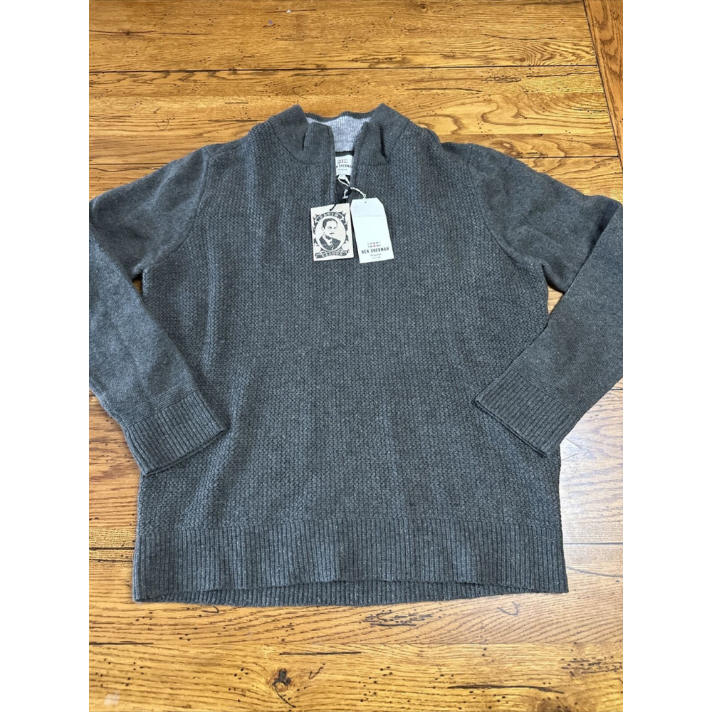 Ben Sherman Mens Half Zip Funnel Neck Pullover Sweater Size XL Gray NEW D35